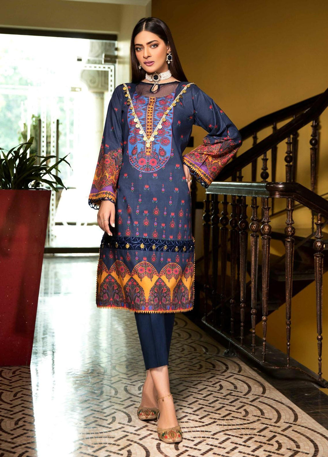 Kross Kulture Printed Cambric  Unstitched Shirt KK21UP PW-06 - Winter Collection