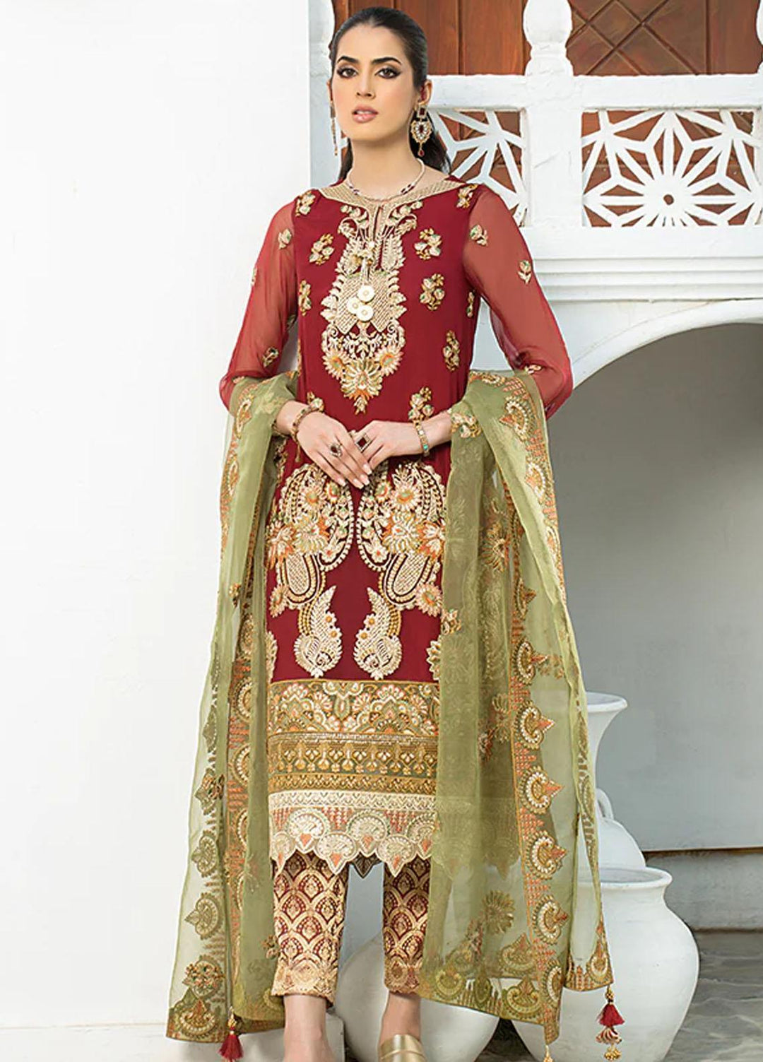 La Roza Plush by Imrozia Premium Embroidered Chiffon Suits Unstitched 3 Piece L-249 BLOOMING LOTUS  - Luxury Collection