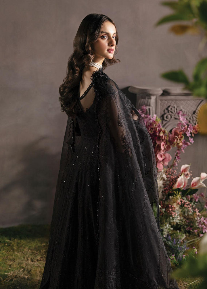 La Fuchsia By Afrozeh Embroidered Net Suits Unstitched 3 Piece AF23LFS ALF-23-V1-05 Ebony - Luxury Formal Collection