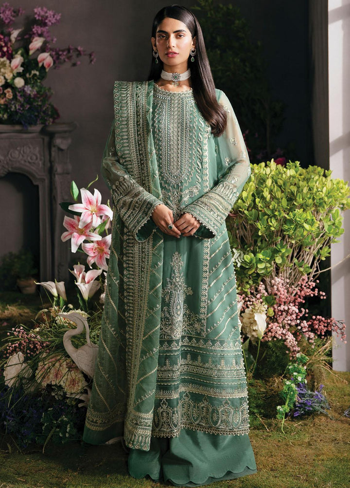 La Fuchsia By Afrozeh Embroidered Chiffon Suits Unstitched 3 Piece AF23LFS ALF-23-V1-08 Sea-Mist - Luxury Formal Collection