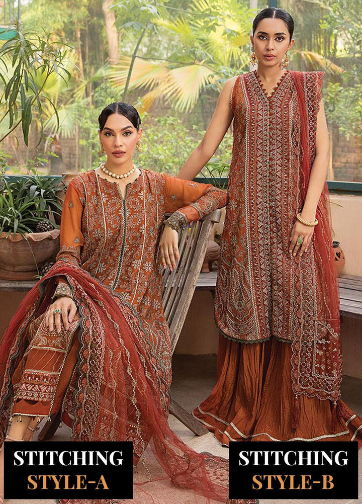 La Mode By Xenia Formals Embroidered Chiffon Suits Unstitched 3 Piece XE23LM D-10 Sophiee - Luxury Collection