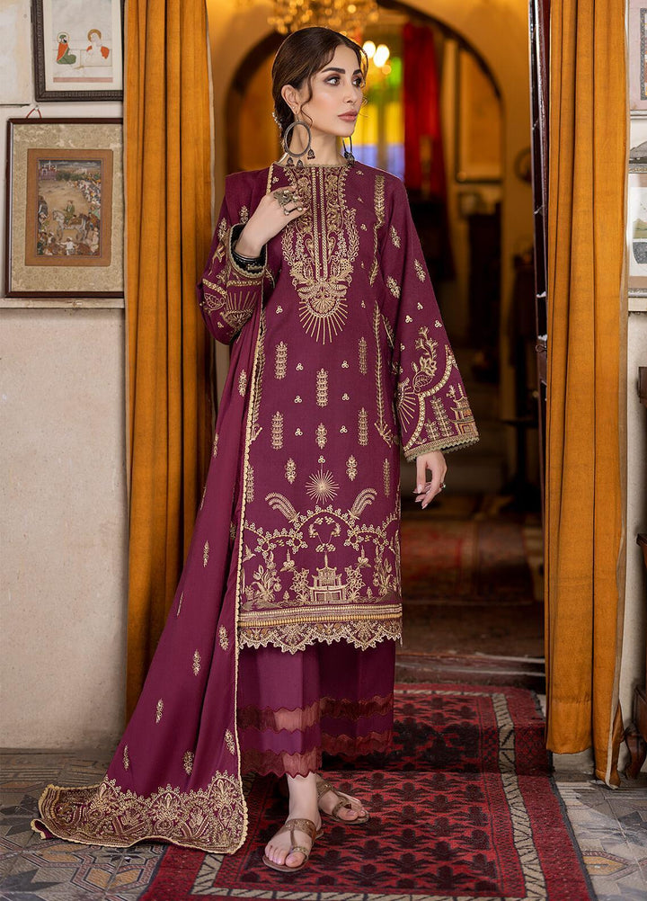 Laadli by Humdum Embroidered Woolen Suits Unstitched 3 Piece HD22L D-02 - Winter Collection