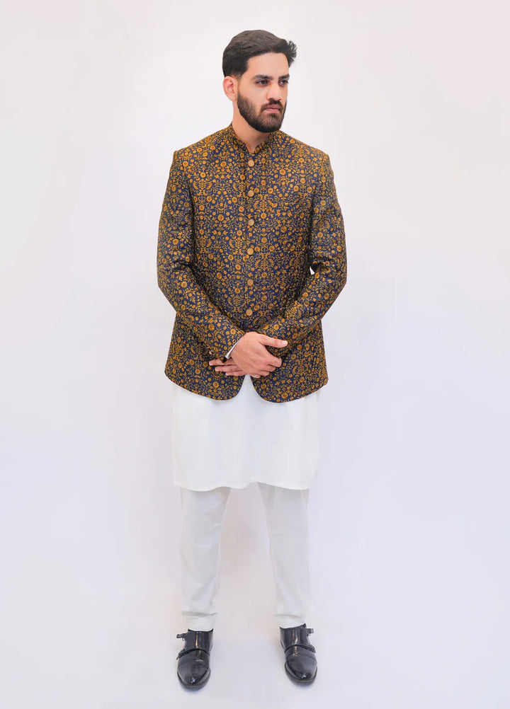 Label M Raw Silk Embroidered Men Prince Coat -  PC0003