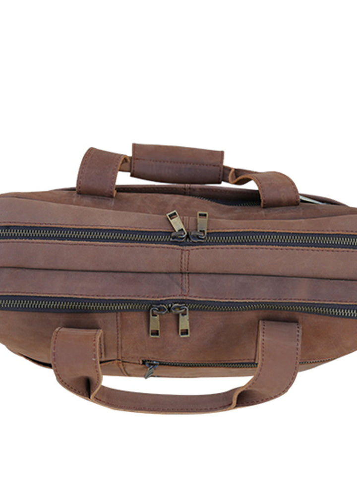 Lafanzo Pret Plain Leather Laptop Bag 5001 Tan Brown