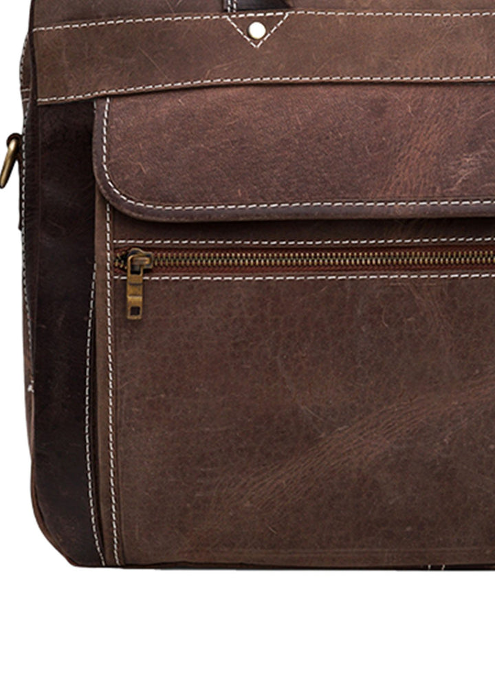 Lafanzo Pret Plain Leather Laptop Bag 5013 Coffee Brown