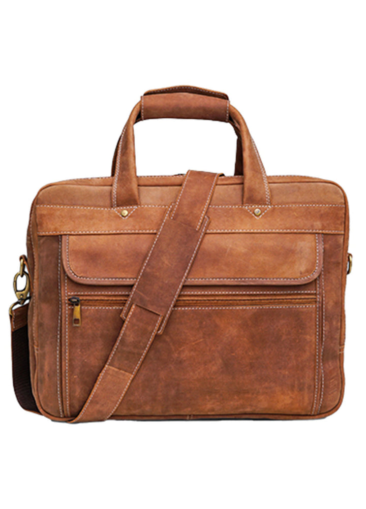 Lafanzo Pret Plain Leather Laptop Bag 5013 Light Rustic Brown
