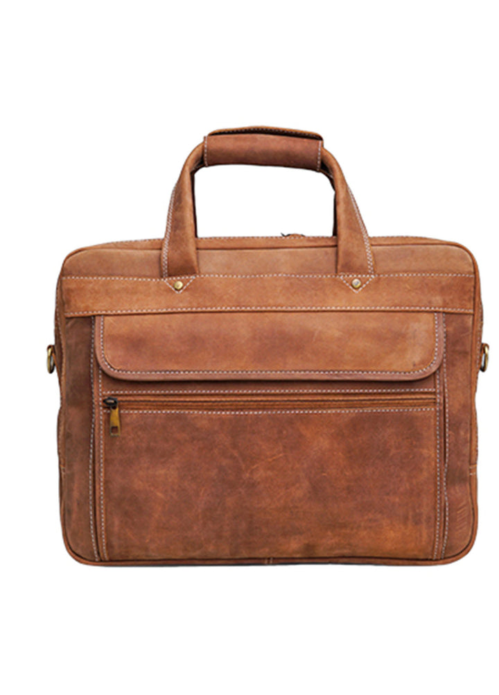 Lafanzo Pret Plain Leather Laptop Bag 5013 Light Rustic Brown