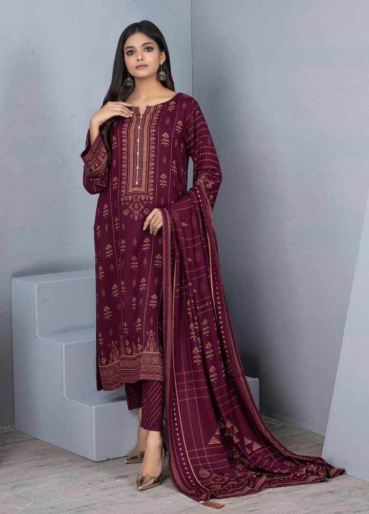 Lakhany Printed Pashmina Suits Unstitched 3 Piece LSM21PSH PPC-306-B - Winter Collection