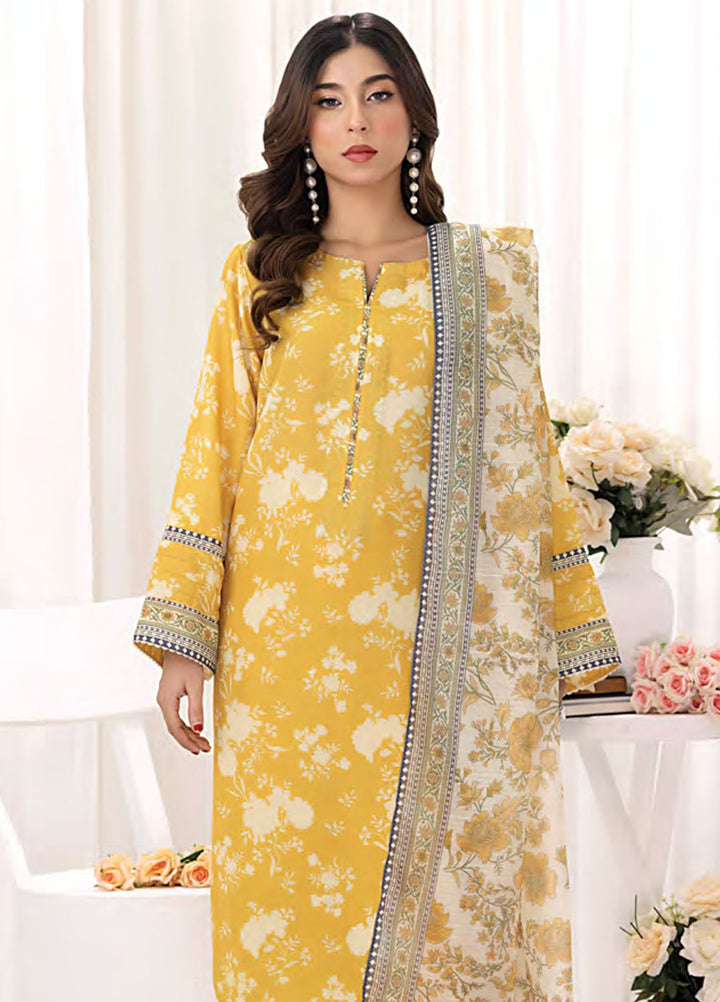 Lakhany Printed Bana dora Suits Unstitched 3 Piece LSM25MP MP-0101 - Summer Collection