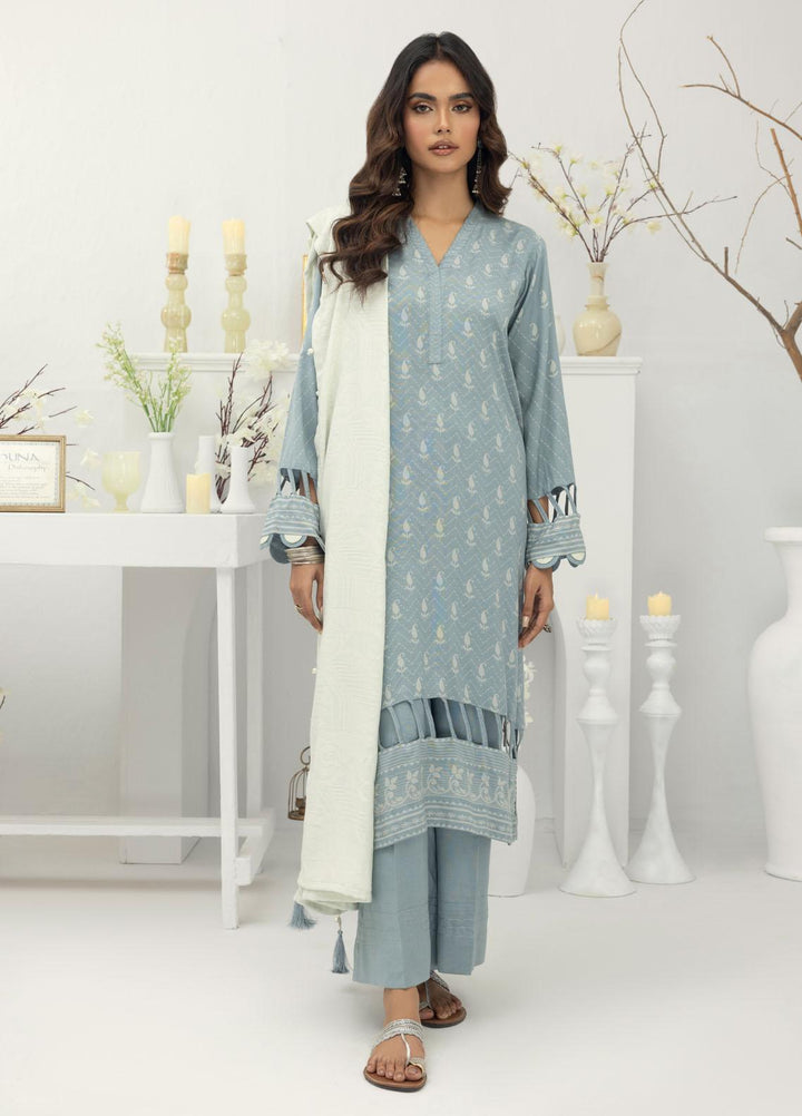 Lakhany Printed Pashmina Suits Unstitched 3 Piece LSM23PS LG-SR-0131-B - Winter Collection