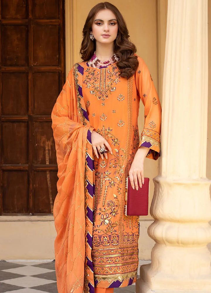 Lallaria By Noorma Kaamal Embroidered  Chiffon Suit Unstitched 4 Piece NK24LC NK-LLC-17 - Summer Collection