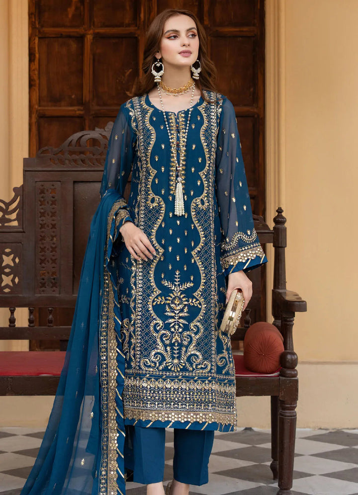 Lallaria By Noorma Kaamal Embroidered  Chiffon Suit Unstitched 4 Piece NK24LC NK-LLC-18 - Summer Collection