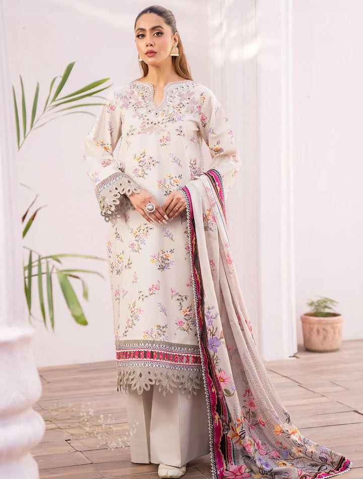 Lamhay By Bin Ilyas Embroidered Lawn Suit Unstitched 3 Piece BI24LL D-111 - Summer Collection