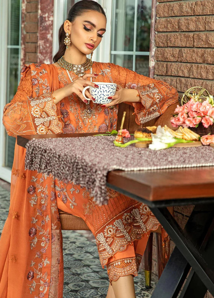 Lamhe By Meeral Embroidered Chiffon Suits Unstitched 3 Piece MRL24LM D-02 Farasha - Formal Collection