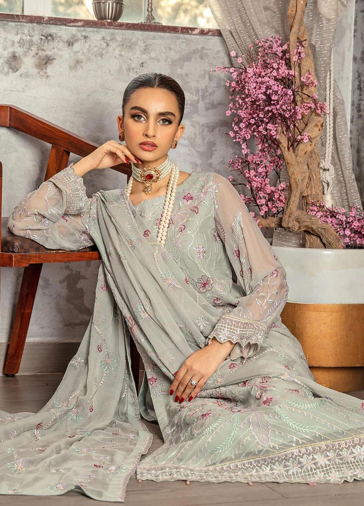 Lamhe By Meeral Embroidered Chiffon Suits Unstitched 3 Piece MRL24LM D-06 Shamrock - Formal Collection
