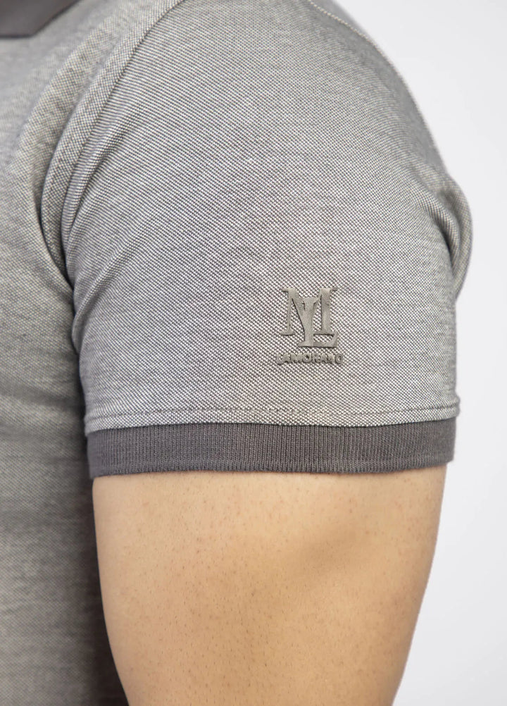 Lamorado Cotton Casual Men T-Shirt - Grey Yarn Dyed Polo Basic