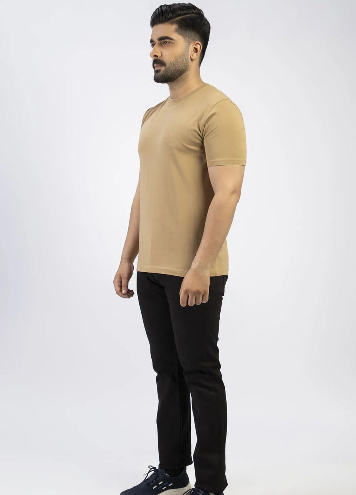 Lamorado Cotton Casual Men T-Shirt - Khaki Spandex