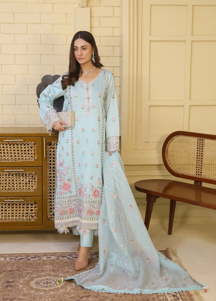 Lamorado Embroidered Cotton Net Suits Unstitched 3 Piece LMD25UF LWSU-25FE304 - Festive Collection