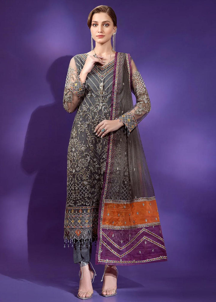 Lamour By Emaan Adeel Embroidered Net Suits Unstitched 3 Piece EA22L LR-09 - Luxury Collection