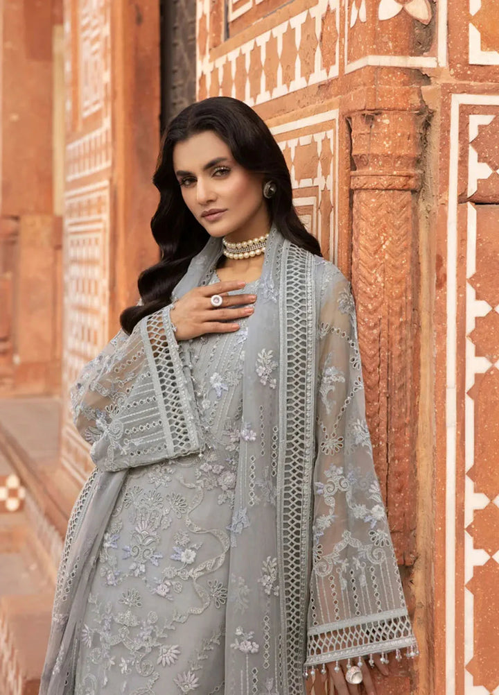 Lavish Premium Embroidered Chiffon Suits Unstitched 3 Piece LVP25UL D-05 Ashen - Formal Collection