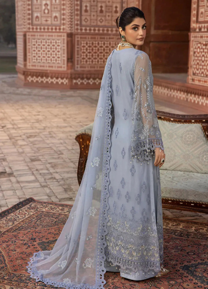 Lavish Premium Embroidered Chiffon Suits Unstitched 3 Piece LVP25UL D-10 Blue Haze - Formal Collection