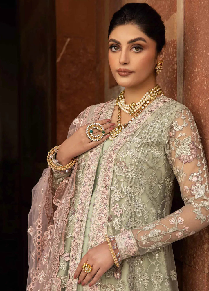 Lavish Premium Embroidered Net Suits Unstitched 3 Piece LVP25UL D-02 Moon Mist - Formal Collection