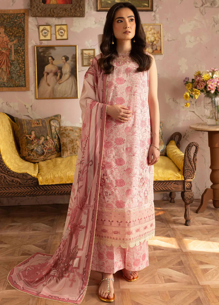 Leila by Mahnur Embroidered Lawn Suits Unstitched 3 Piece MN24LP D-01 Fuschia - Summer Collection