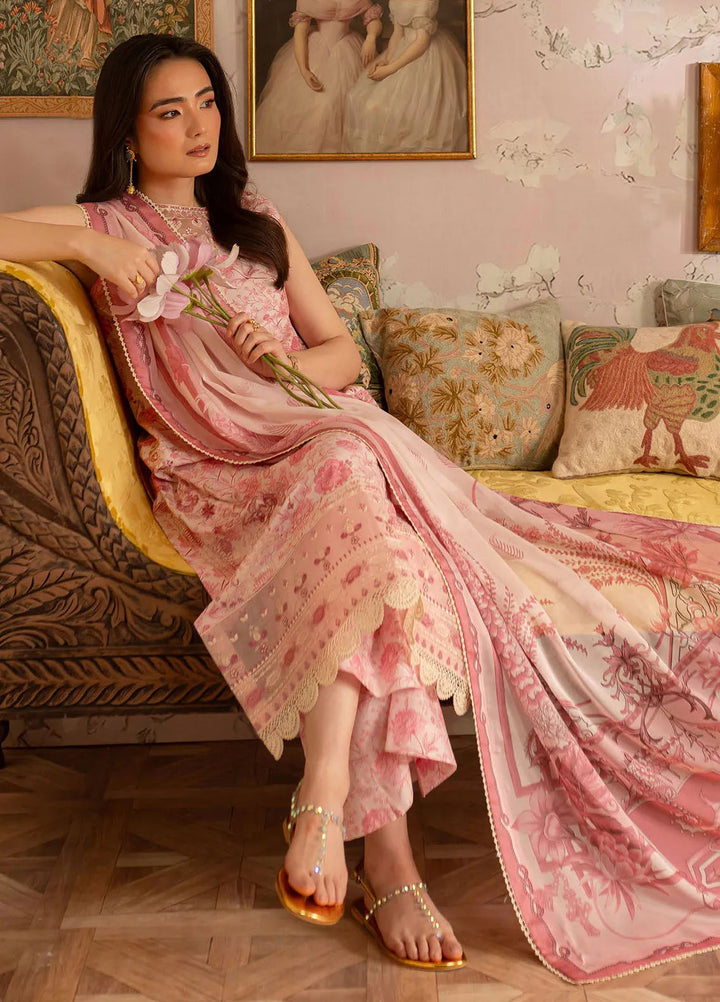 Leila by Mahnur Embroidered Lawn Suits Unstitched 3 Piece MN24LP D-01 Fuschia - Summer Collection