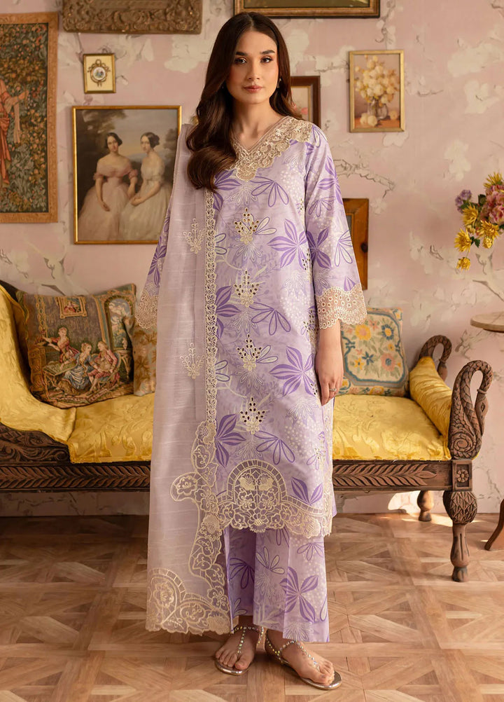 Leila by Mahnur Embroidered Lawn Suits Unstitched 3 Piece MN24LP D-04 Periwinkle - Summer Collection