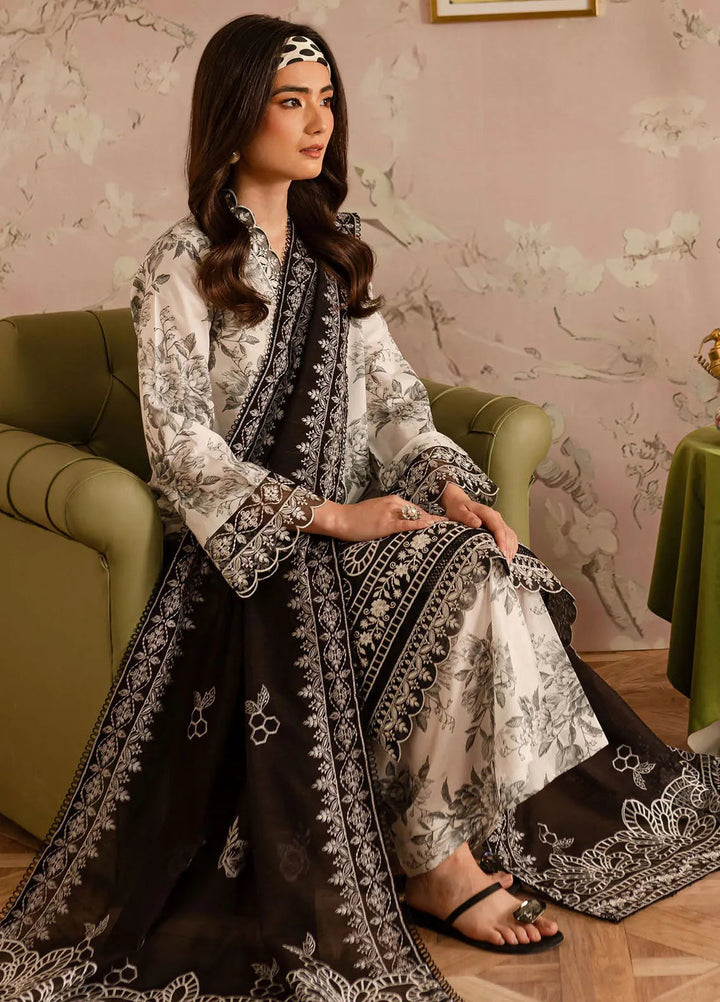 Leila by Mahnur Embroidered Lawn Suits Unstitched 3 Piece MN24LP D-06 Eclipse - Summer Collection