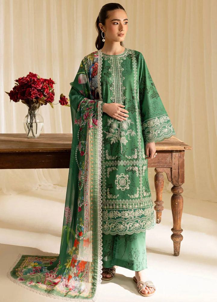 Leila by Mahnur Embroidered Lawn Suits Unstitched 3 Piece MN24LP D-10 Verdant - Summer Collection