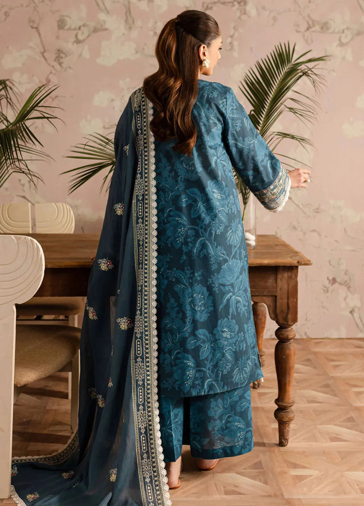 Leila by Mahnur Embroidered Lawn Suits Unstitched 3 Piece MN24LP D-11 Azurine - Summer Collection