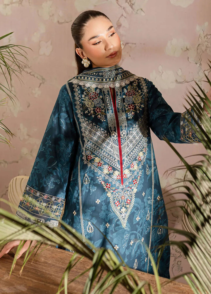 Leila by Mahnur Embroidered Lawn Suits Unstitched 3 Piece MN24LP D-11 Azurine - Summer Collection