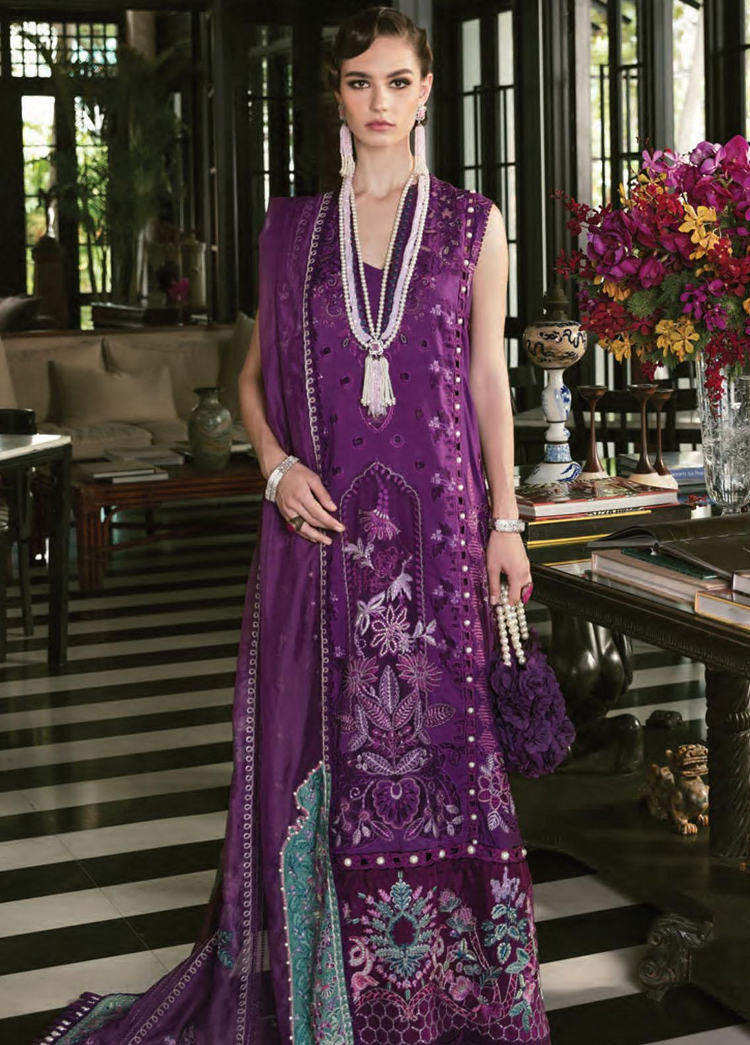 Leilani By Republic WomensWear Embroidered Lawn Suits Unstitched 3 Piece RW22L D6A Tulas - Luxury Collection