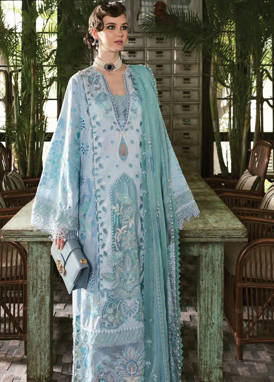 Leilani By Republic WomensWear Embroidered Lawn Suits Unstitched 3 Piece RW22L D6B Tulas - Luxury Collection