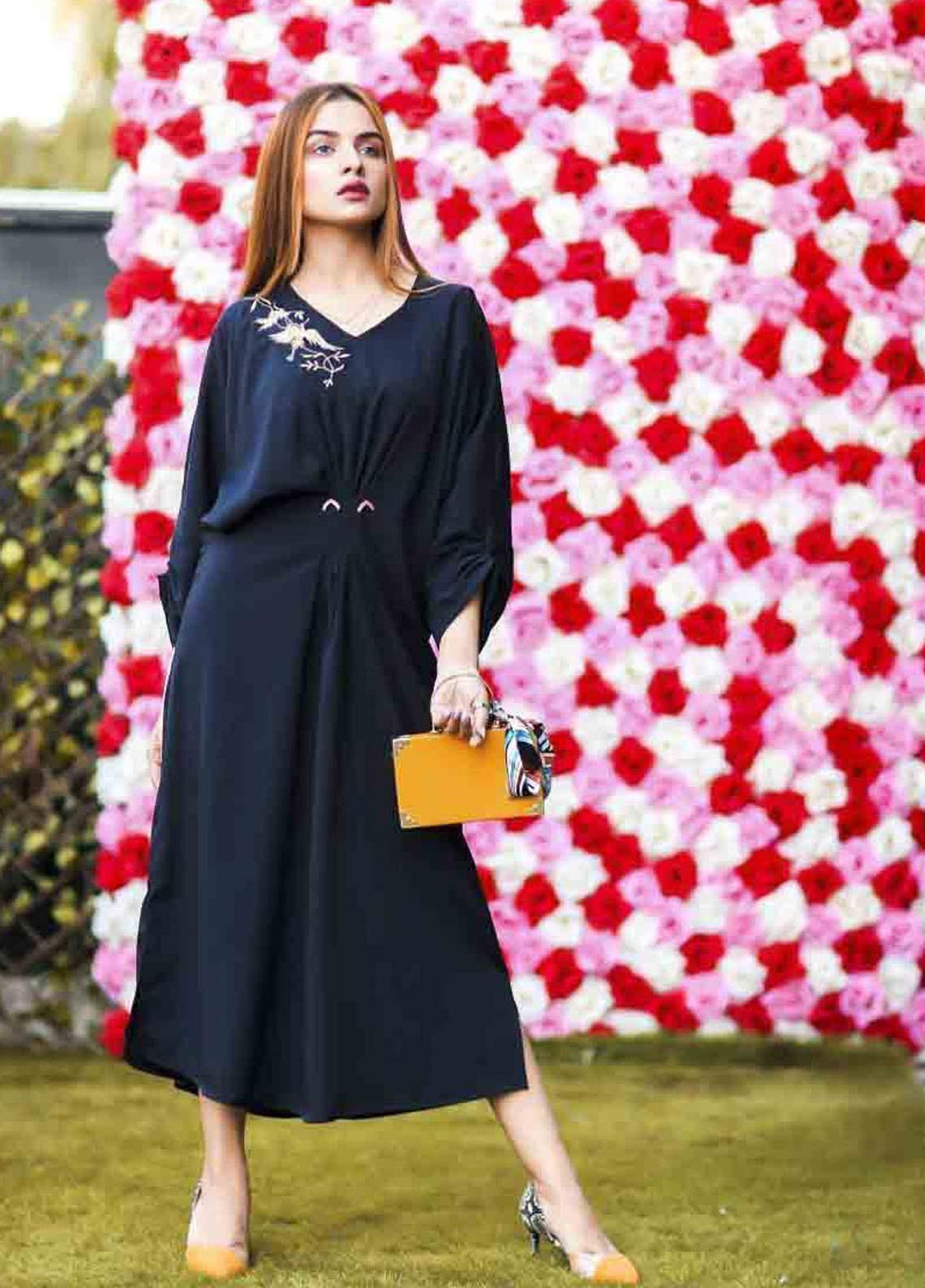 Lenaim Luxury Pret Raw Silk Kaftan LN22WL Trendy Black-1