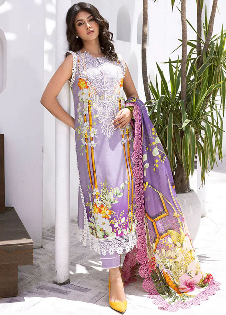 Leya by Roheenaz Embroidered Lawn Suits Unstitched 3 Piece RNZ24L RNZ-07A Orchid Oasis - Spring Summer Collection