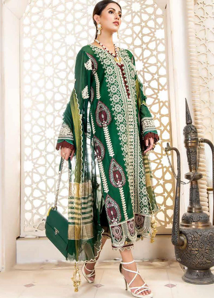 Nawaz Fabrics Embroidered Cotton Net Suits Unstitched 4 Piece LBNFE22 D-02 - Summer Collection