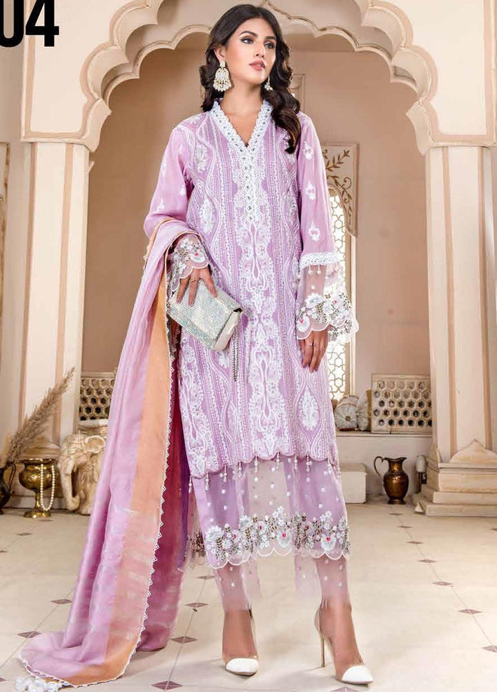 Nawaz Fabrics Embroidered Cotton Net Suits Unstitched 4 Piece LBNFE22 D-04 - Summer Collection
