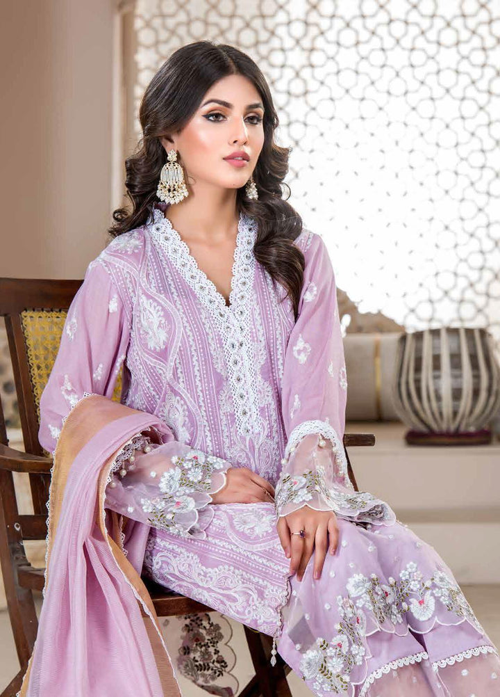 Nawaz Fabrics Embroidered Cotton Net Suits Unstitched 4 Piece LBNFE22 D-04 - Summer Collection