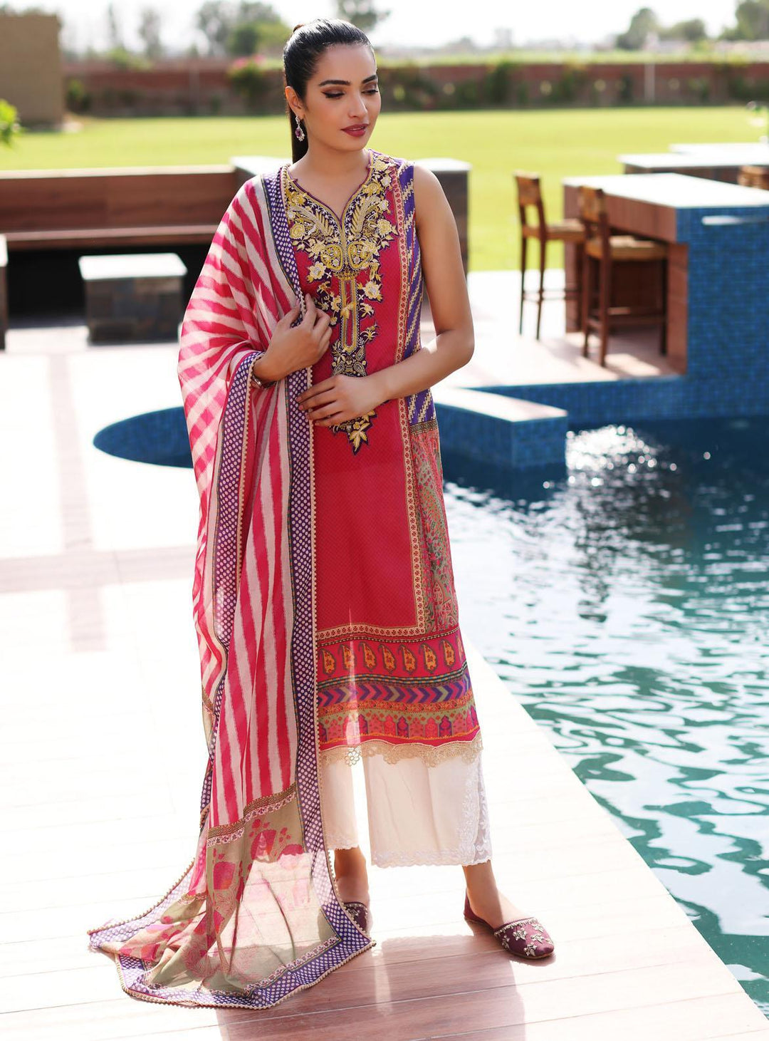 Lila By Sable Vogue Embroidered Lawn Suits Unstitched 2 Piece SV22L SAL-02-B - Summer Collection