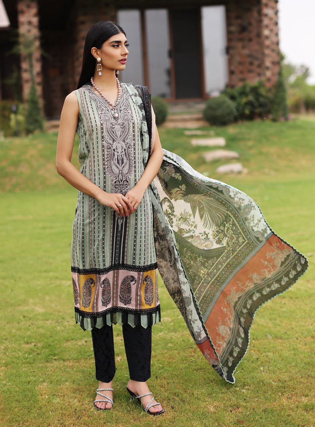 Lila By Sable Vogue Embroidered Lawn Suits Unstitched 2 Piece SV22L SAL-10-A - Summer Collection