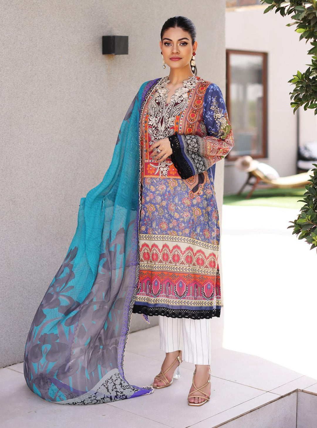 Lila By Sable Vogue Embroidered Lawn Suits Unstitched 2 Piece SV22L SAL-17-A - Summer Collection