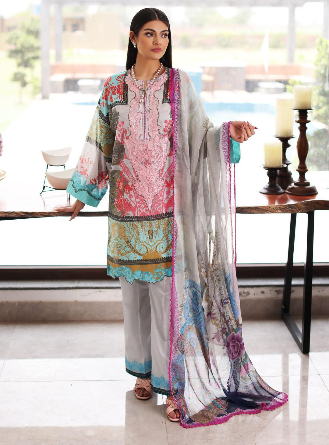 Lila By Sable Vogue Embroidered Lawn Suits Unstitched 2 Piece SV22L SAL-18-A - Summer Collection