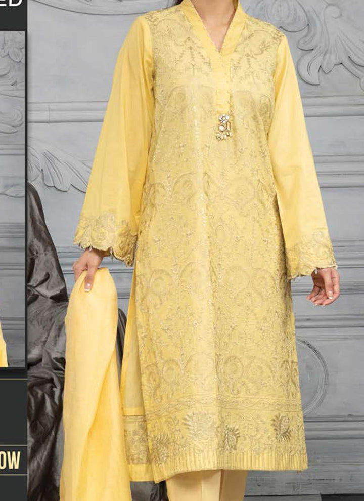 LimeLight Embroidered Lawn Suits Unstitched 2 Piece LL21E U0837 Yellow - Summer Collection