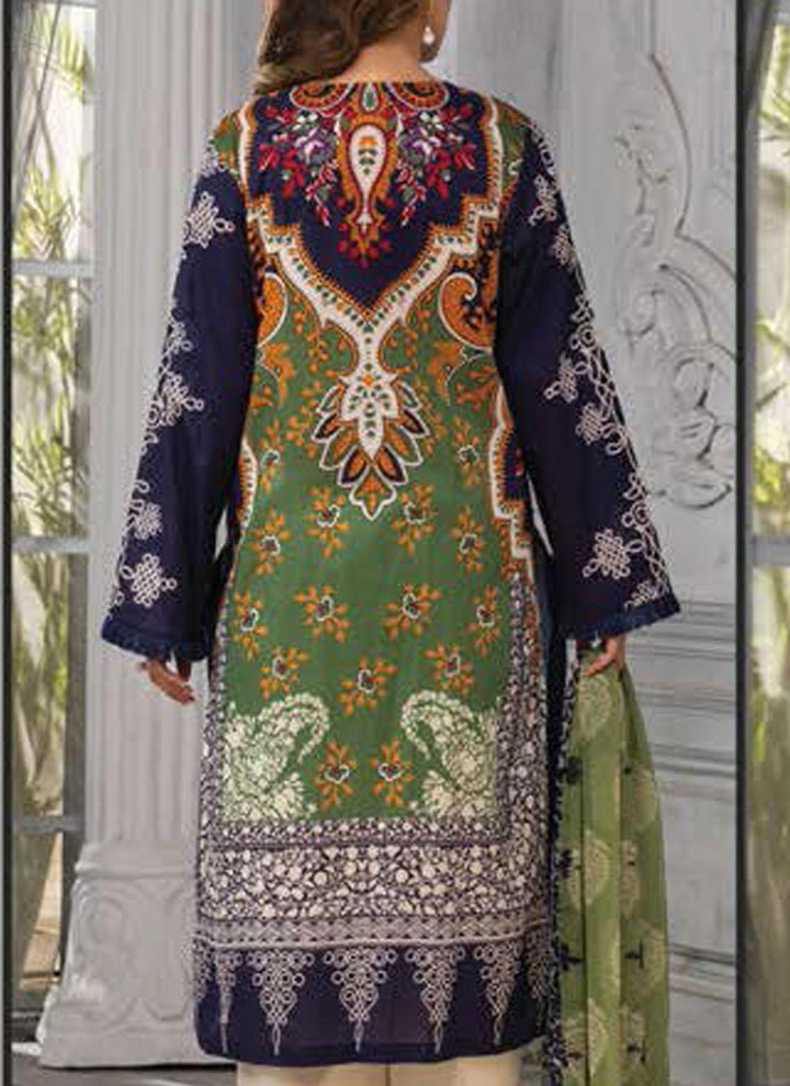 LimeLight Embroidered Lawn Suits Unstitched 2 Piece LL21E U1231 Royal Blue - Summer Collection