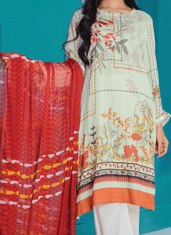 LimeLight Embroidered Lawn Suits Unstitched 2 Piece LL21E U1253 Off White - Summer Collection