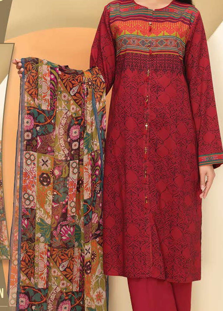 LimeLight Printed Lawn Suits Unstitched 3 Piece LL21S U-1103 MAROON - Summer Collection