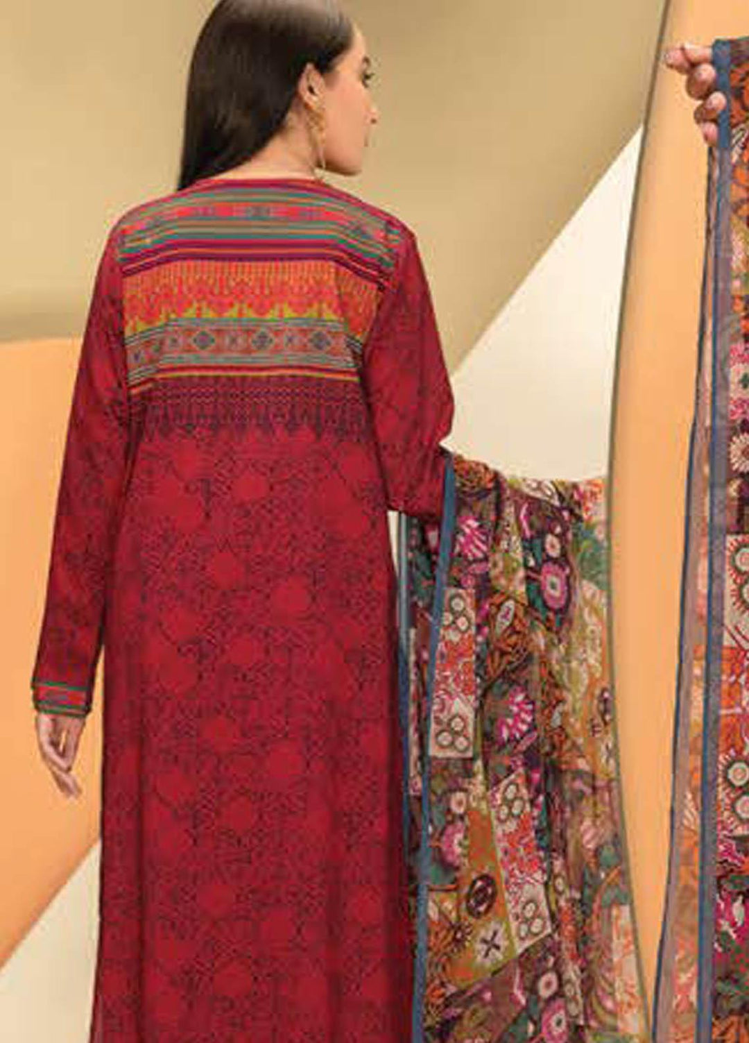 LimeLight Printed Lawn Suits Unstitched 3 Piece LL21S U-1103 MAROON - Summer Collection