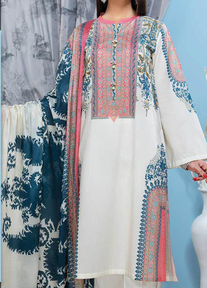LimeLight Printed Lawn Suits Unstitched 3 Piece LL21S U-1104 OFF WHITE - Summer Collection